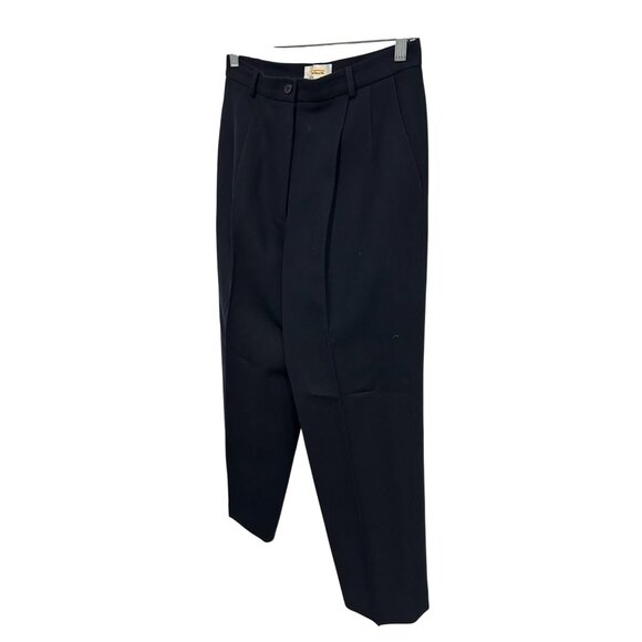 Talbots Petites Navy Worsted Wool Womens Pleated Trousers Size 10 - Picture 3 of 9